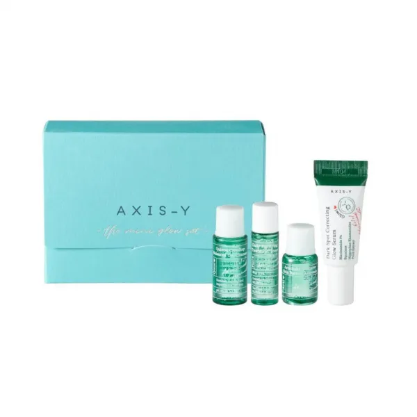 AXIS-Y The Mini Glow Set Cleanser mini priemonių veido priežiūros rinkinys odos švytėjimui
