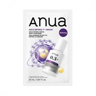 Anua Retinol Niacin Night Care Mask naktinė lakštinė veido kaukė su retinoliu ir niacinamidu