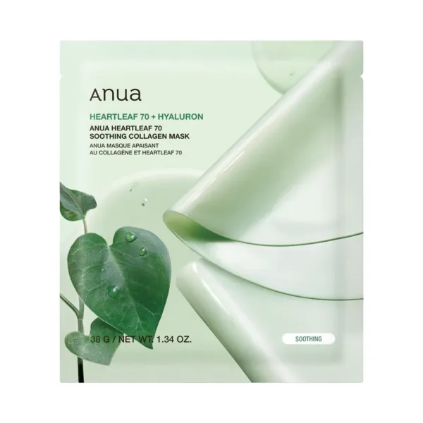Anua Heartleaf 70 Soothing Collagen Mask raminanti hidrogelio veido kaukė