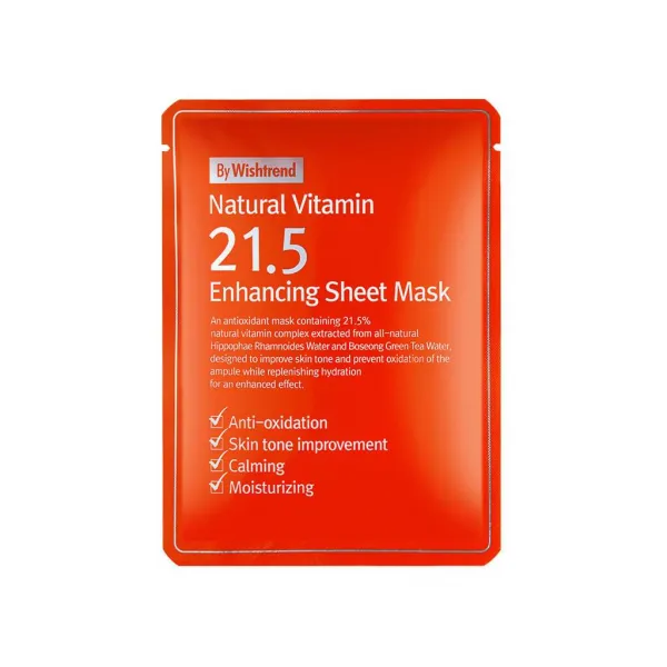 By Wishtrend Natural Vitamin 21,5% Enhancing Sheet Mask lakštinė kaukė su vitaminu C