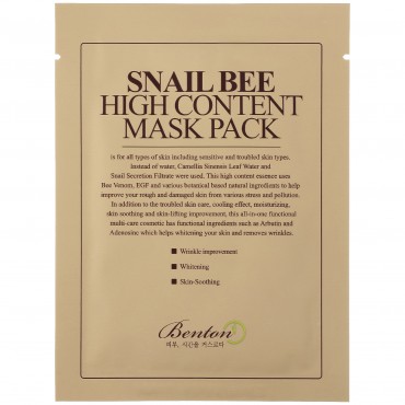 Benton Snail Bee High Content Mask Pack lakštinė kaukė