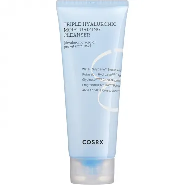 COSRX Hydrium Triple Hyaluronic Moisture Cleanser valomasis veido prausiklis su hialurono rūgšties kompleksu