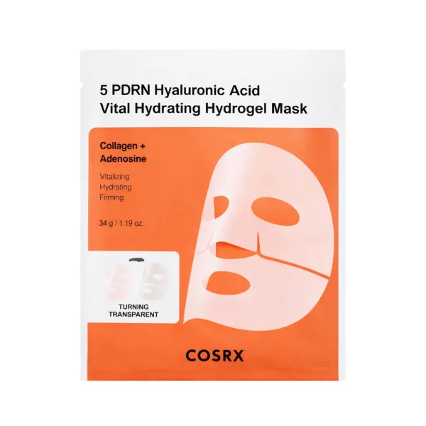 COSRX 5 PDRN Hyaluronic Acid Vital Hydrating Hydrogel Mask hidrogelio veido kaukė su PDRN