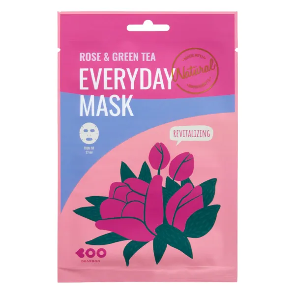 DEARBOO Rose&Green Tea Everyday Mask lakštinė veido kaukė