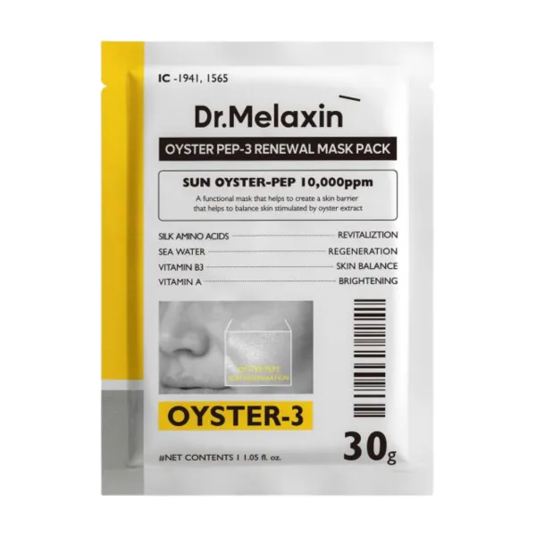 Dr. Melaxin Oyster Pep-3 Renewal Mask lakštinė veido kaukė su austrių ekstraktu