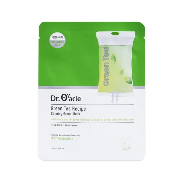 Dr. Oracle Recipe Mask Greentea Recipe Calming Green Mask lakštinė kaukė su žaliąja arbata