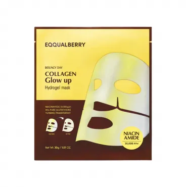 Eqqualberry Collagen Glow Up Hydrogel Mask skaistinanti hidrogelio veido kaukė