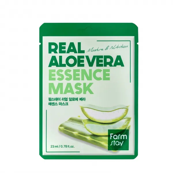 Farmstay Real Aloe Vera Essence Mask lakštinė veido kaukė su alaviju