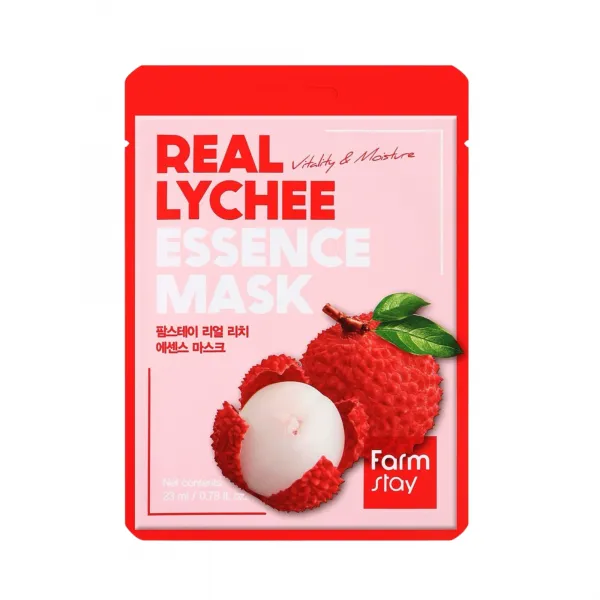 Farmstay Real Lychee Essence Mask lakštinė veido kaukė su ličių vaisių ekstraktu