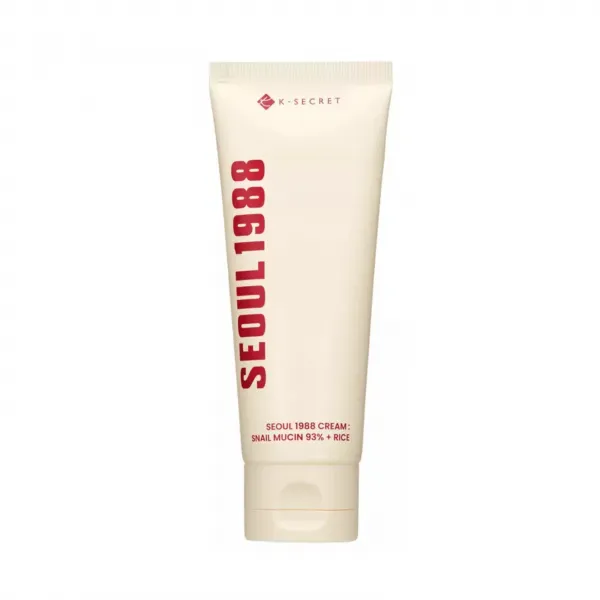 K-SECRET SEOUL 1988 Cream: Snail Mucin 93% + Rice veido kremas su sraigių mucinu ir ryžiais