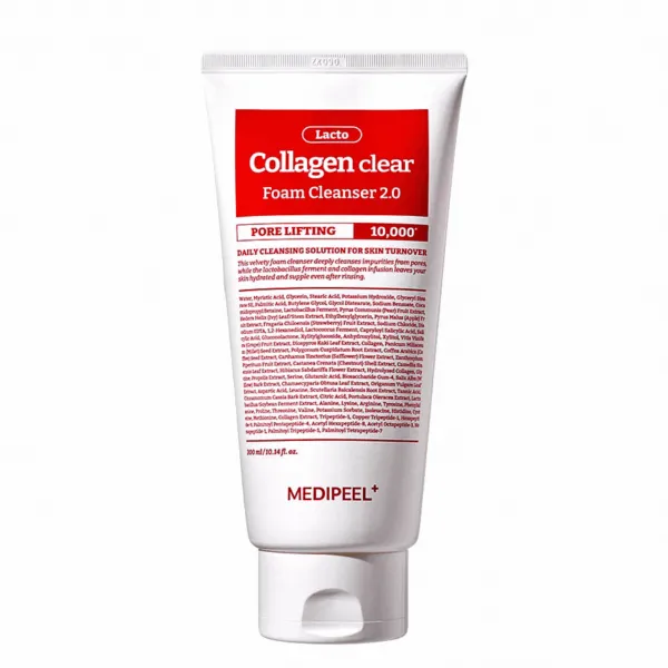 Medipeel+ Red Lacto Collagen Clear Foam Cleanser 2.0 veido prausiklis su kolagenu ir rūgštimis