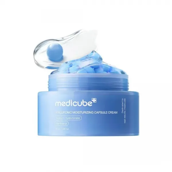 Medicube Hyaluronic Moisturizing Capsule Cream kapsulinis veido kremas su hialurono rūgštimi
