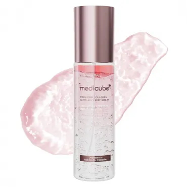 Medicube PDRN Pink Collagen Glow Jelly Mist Serum veido dulksna-serumas su PDRN ir kolagenu