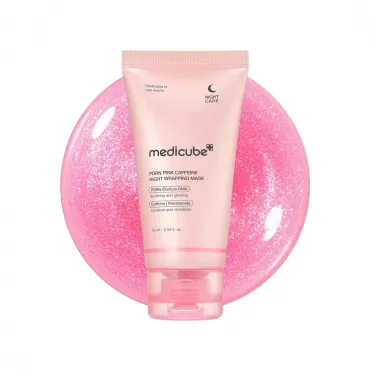 Medicube PDRN Pink Caffeine Night Wrapping Mask naktinė nulupama veido kaukė su PDRN