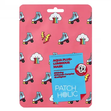 PATCH HOLIC Aqua Plus+ Luminous Mask intensyviai drėkinanti lakštinė veido kaukė