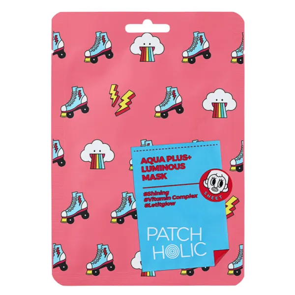 PATCH HOLIC Aqua Plus+ Luminous Mask intensyviai drėkinanti lakštinė veido kaukė