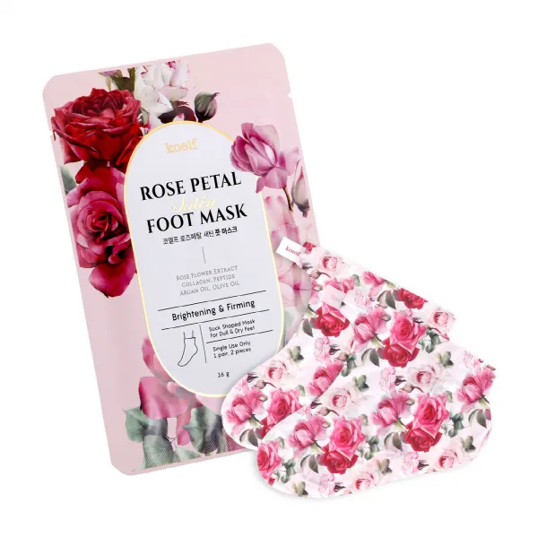Petitfee & Koelf Rose Petal Satin Foot Mask drėkinančios pėdų kojinaitės