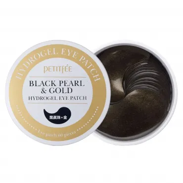 Petitfee & Koelf Black Pearl & Gold Eye Patch paakių pagalvėlės su juodaisiais perlais ir auksu