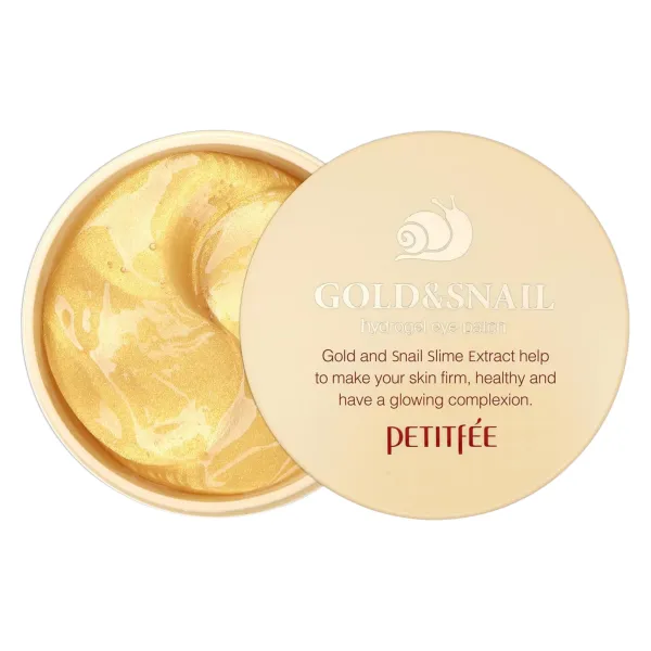 Petitfee Gold & Snail Hydrogel Eye Patch paakių pagalvėlės su auksu ir sraigių mucinu 