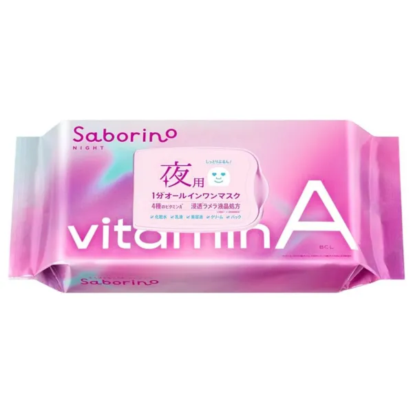 BCL SABORINO Good Night Sheet Mask Vitamin A stangrinančios naktinės lakštinės kaukės 30vnt.