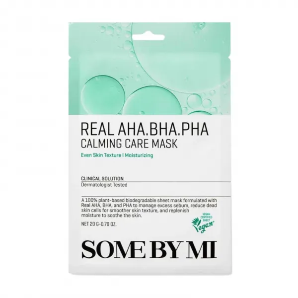SOME BY MI Real AHA-BHA-PHA Calming Care Mask raminanti lakštinė veido kaukė su rūgštimis