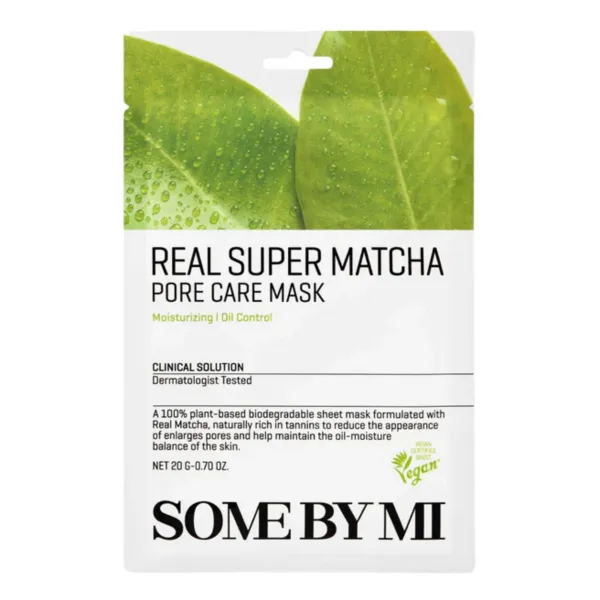 SOME BY MI Real Super Matcha Pore Care Mask lakštinė veido kaukė su žaliąja arbata