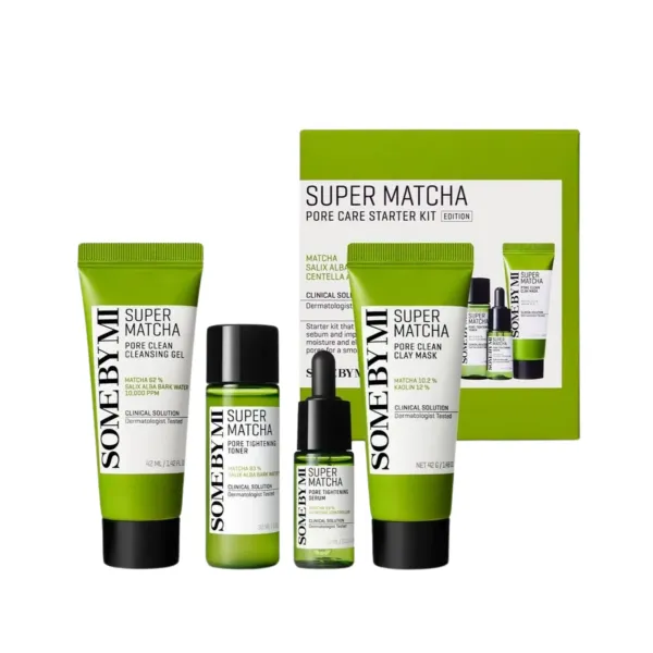 SOME BY MI Super Matcha Pore Care Starter Kit veido priežiūros priemonių rinkinys su matcha