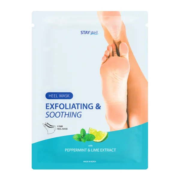 STAY Well Exfoliating&Soothing Heel Mask Peppermint Lime kulnų kaukė