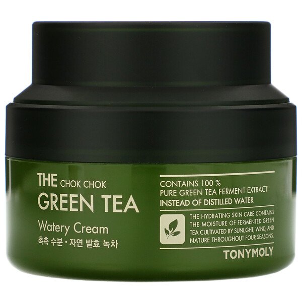 Tonymoly The Chok Chok Green Tea Water Cream veido kremas su žaliąja arbata