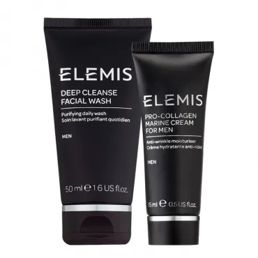 Elemis rinkinys vyrams: Elemis Deep Cleanse veido prausiklis 50 ml + Elemis Pro-Collagen Marine drėkinamasis kremas 15 ml