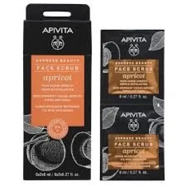 Apivita Express Face Scrub With Apricot, Gentle Exfoliation 2x8ml