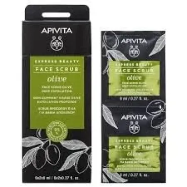 Apivita Express Face Scrub With Olive, Deep Exfoliation 2x8ml